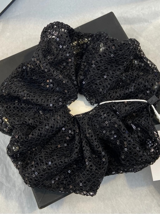 Accessories - Black Sequin Mesh Scrunchie - Women Accessories